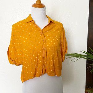 Forever 21 Orange Crop Button Up w/ White Dots